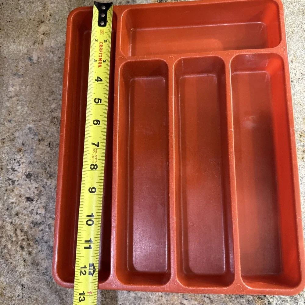 Vintage MCM Max Klein C65 Cutlery Silverware Drawer Organizer Burnt Orange Retro